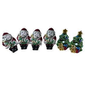 Vintage Allure‎ Christmas 6 piece Santa and Christmas Tree Napkin Ring Holders